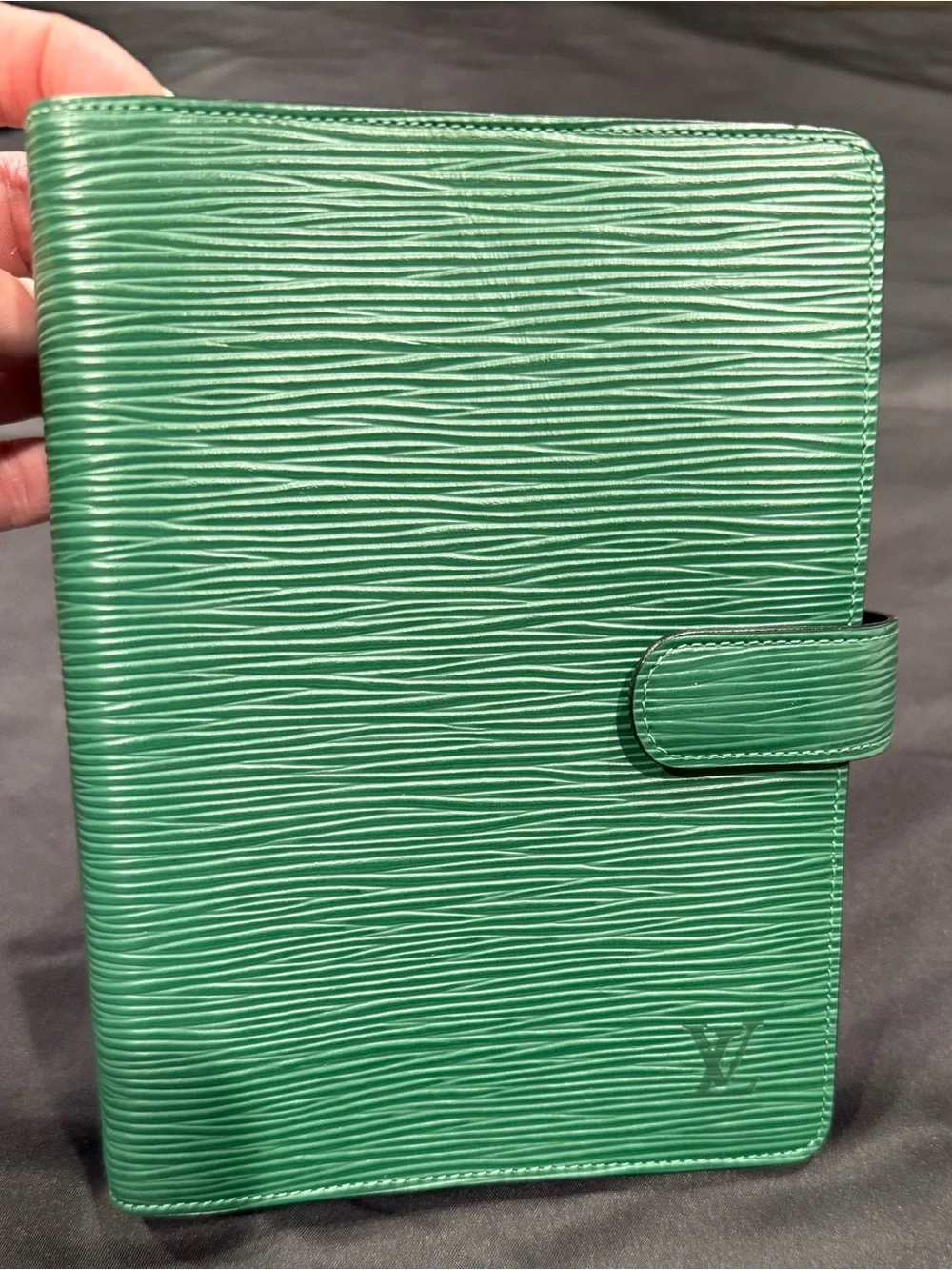 Louis Vuitton Green Epi Leather Agenda PM Planner Cover Vintage 2002-2003 COA